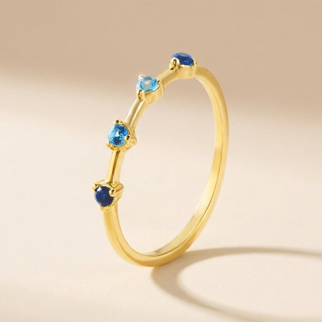 Buy Ombré Blue Stone Ring – 925 Sterling Silver, Gold Plated at Pinky Promise