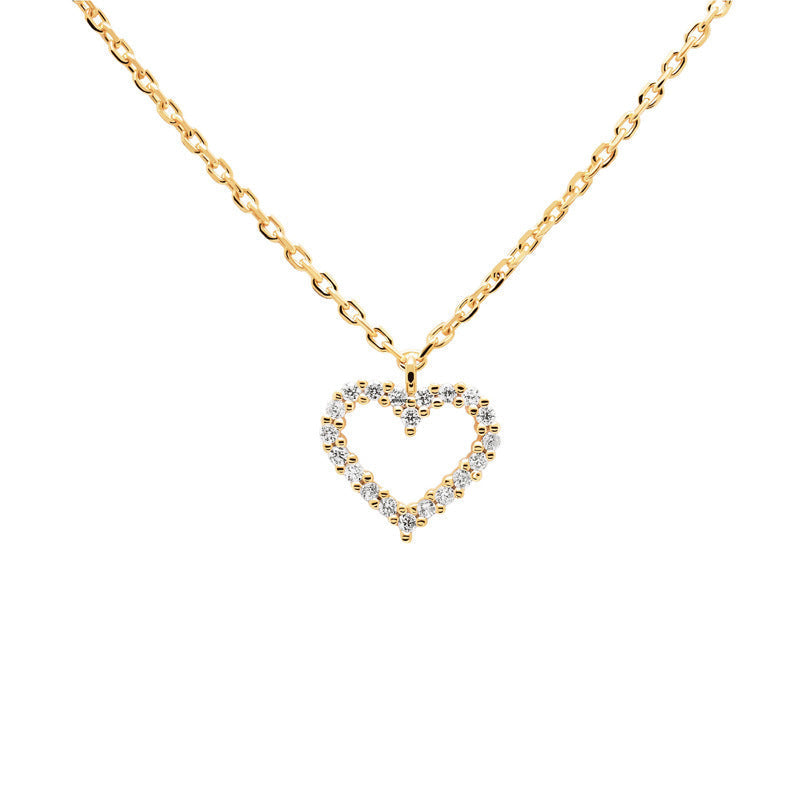 Open Heart Pavé Necklace – 925 Sterling Silver, Gold Plated - Photo 7 | Pinky Promise