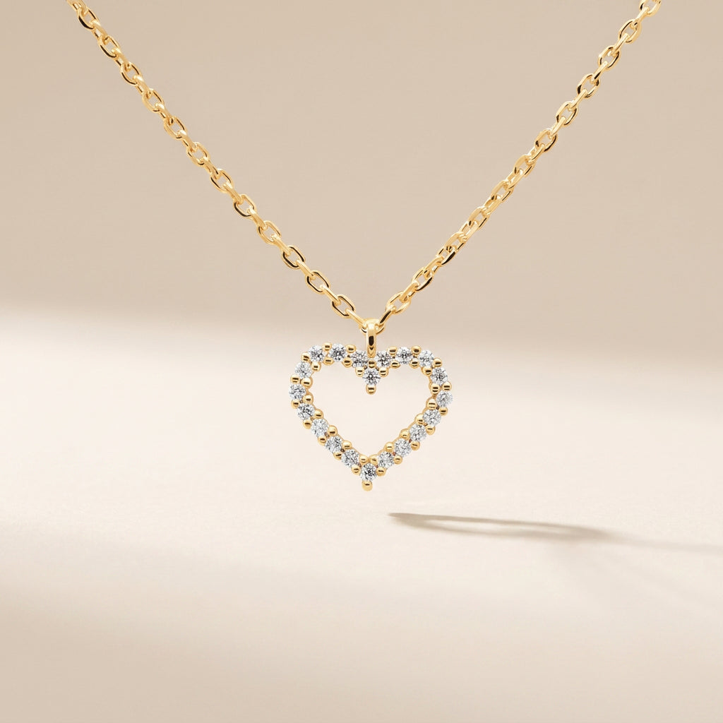 Buy Open Heart Pavé Necklace – 925 Sterling Silver, Gold Plated at Pinky Promise