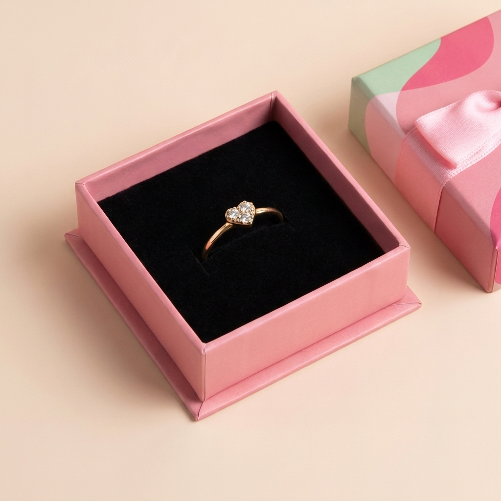 Pavé Heart Ring – 925 Sterling Silver, Gold Plated | Pinky Promise