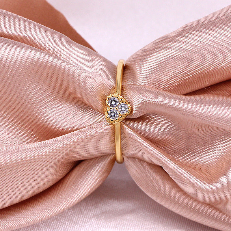 Buy Pavé Heart Ring – 925 Sterling Silver, Gold Plated - Rings at Presentopia - View 3