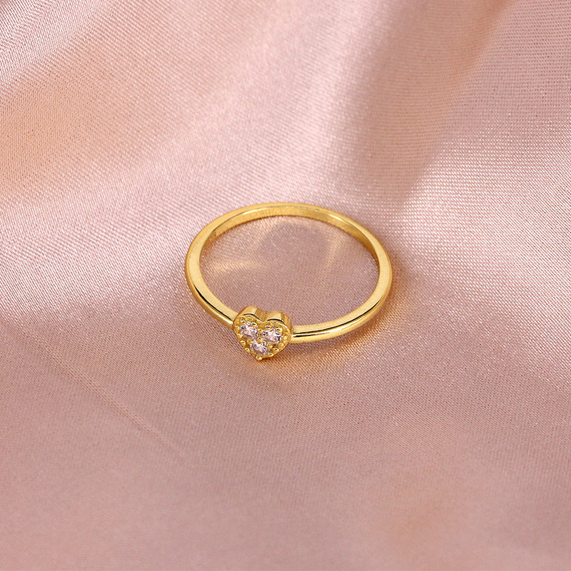 Buy Pavé Heart Ring – 925 Sterling Silver, Gold Plated - Rings at Presentopia - View 5