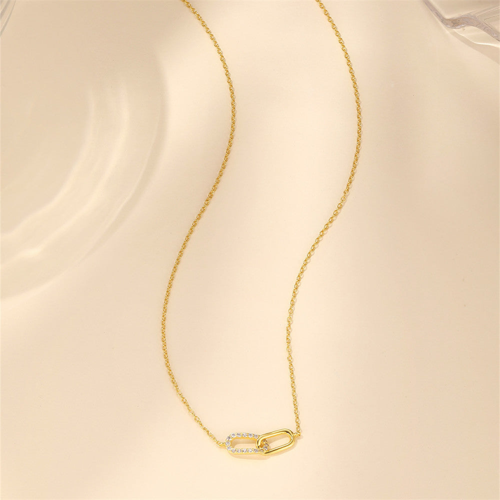 Buy Pavé Interlocking Link Necklace – 925 Sterling Silver, Gold Plated - Necklaces at Presentopia - View 7