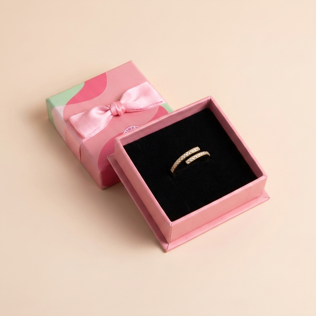 Pavé wraparound Open Ring - Gold Plated 925 Sterling Silver | Pinky Promise