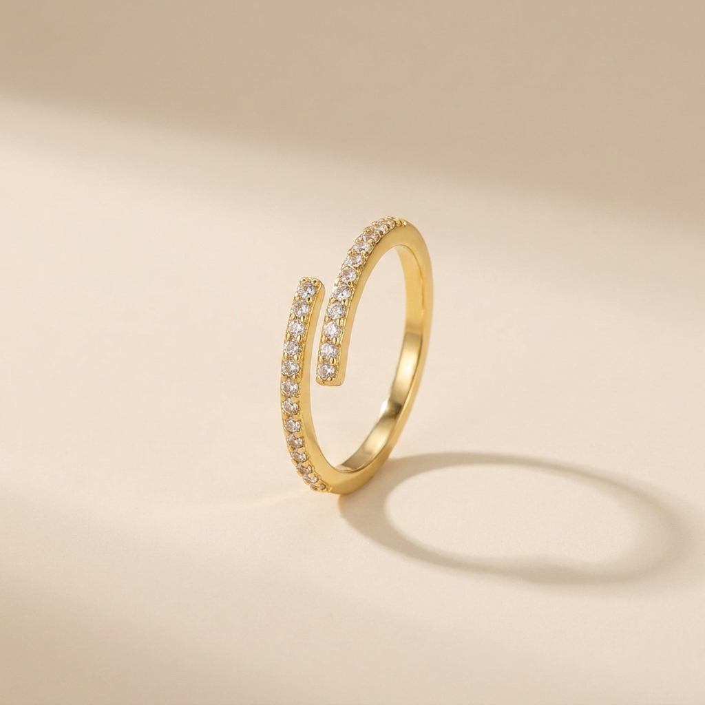 Buy Pavé wraparound Open Ring - Gold Plated 925 Sterling Silver at Pinky Promise