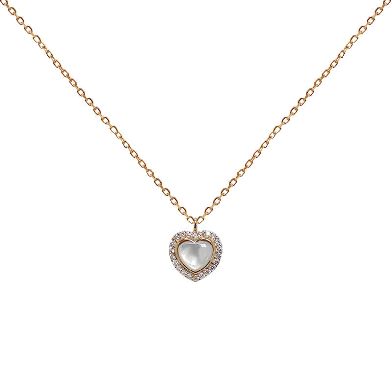 Pearl Heart Halo Necklace - Gold Plated 925 Sterling Silver - Photo 8 | Pinky Promise