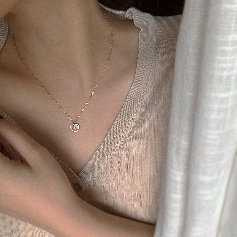 Buy Pearl Heart Halo Necklace - Gold Plated 925 Sterling Silver - Necklaces at Presentopia - View 5