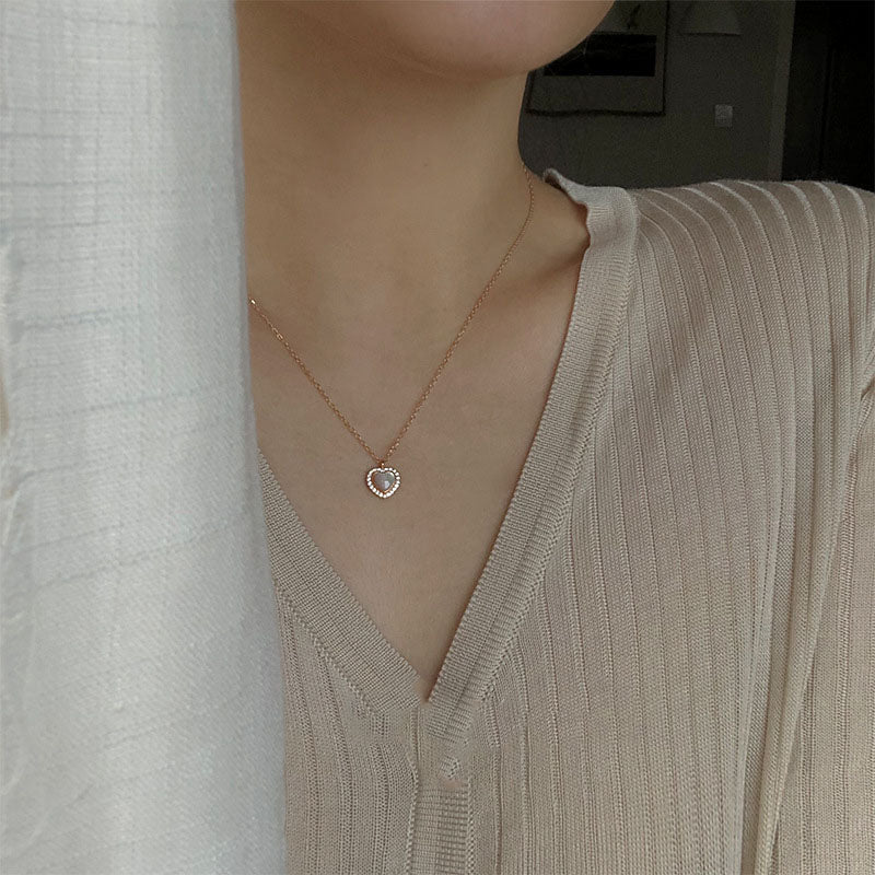Buy Pearl Heart Halo Necklace - Gold Plated 925 Sterling Silver - Necklaces at Presentopia - View 6