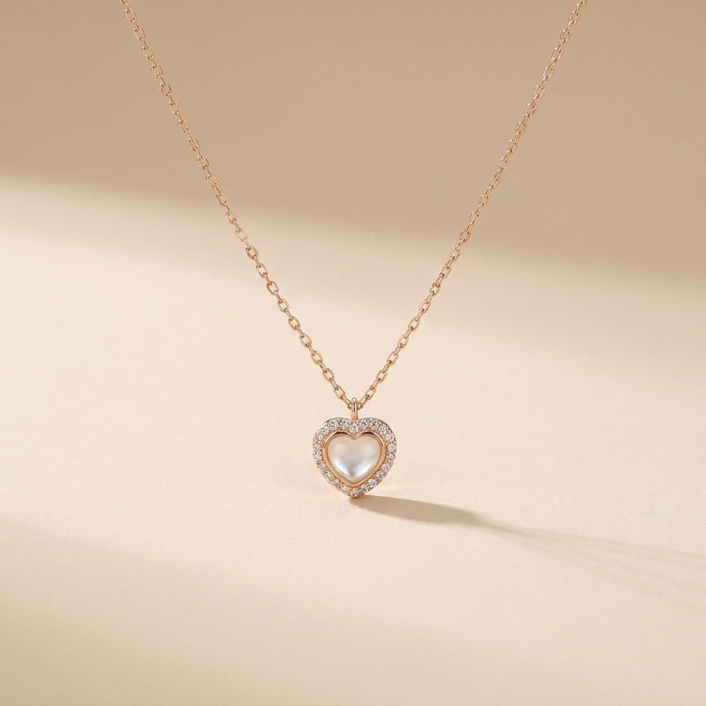 Buy Pearl Heart Halo Necklace - Gold Plated 925 Sterling Silver - Necklaces at Presentopia