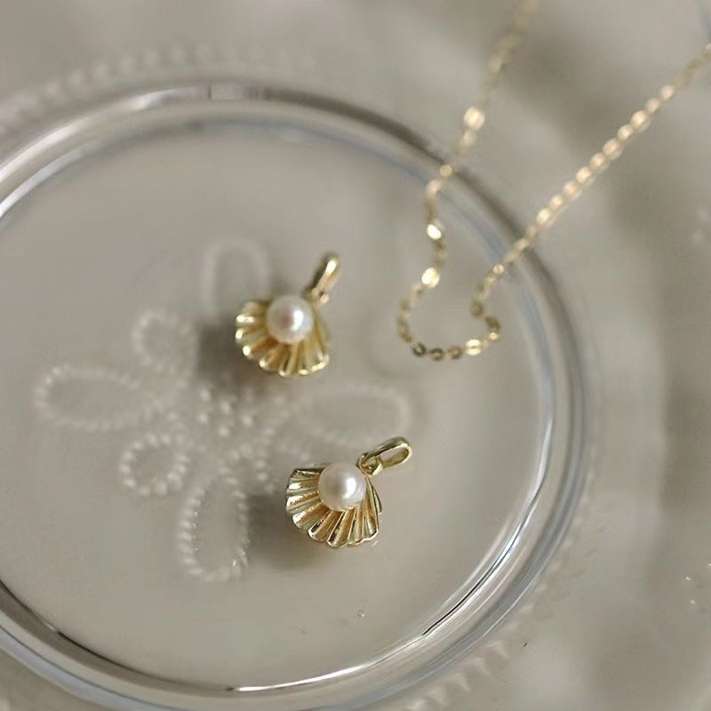 Buy Pearl Seashell Pendant Necklace – 925 Sterling Silver, Gold Plated - Necklaces at Presentopia - View 6