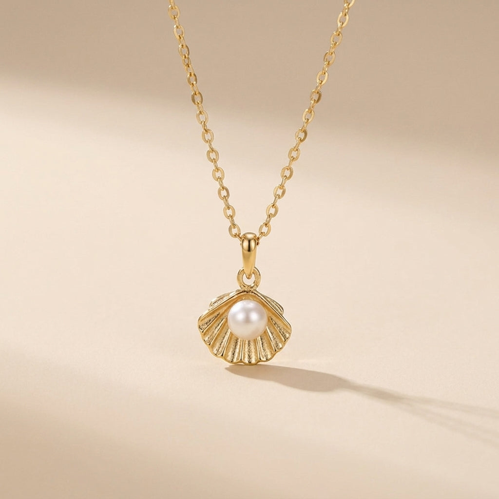 Buy Pearl Seashell Pendant Necklace – 925 Sterling Silver, Gold Plated - Necklaces at Presentopia
