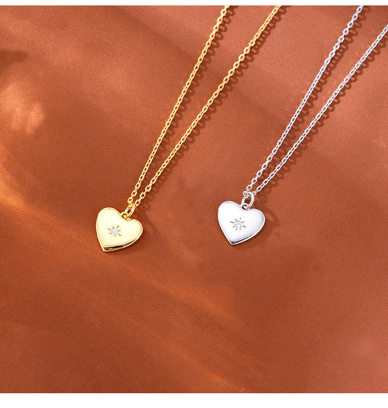 Buy Polished Heart Star Pendant Necklace - Gold Plated 925 Sterling Silver - Necklaces at Presentopia - View 5