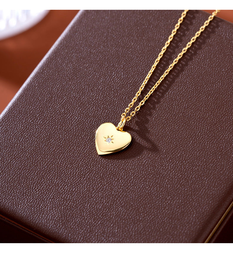 Buy Polished Heart Star Pendant Necklace - Gold Plated 925 Sterling Silver - Necklaces at Presentopia - View 7