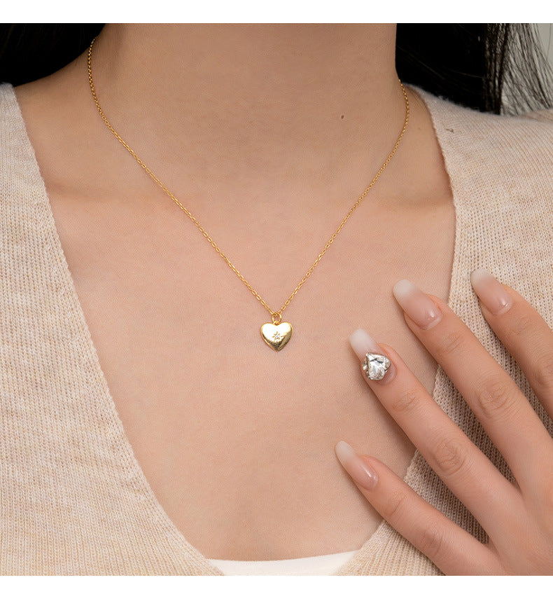 Buy Polished Heart Star Pendant Necklace - Gold Plated 925 Sterling Silver - Necklaces at Presentopia - View 8