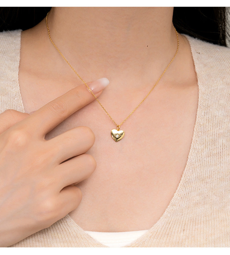 Buy Polished Heart Star Pendant Necklace - Gold Plated 925 Sterling Silver - Necklaces at Presentopia - View 9