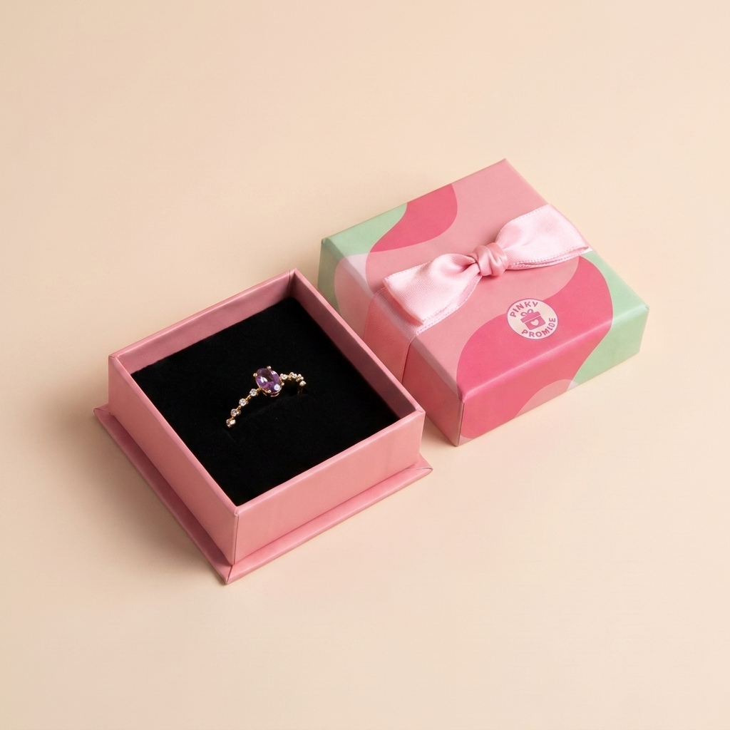 Purple Oval Ring – 925 Sterling Silver, Gold Plated | Pinky Promise