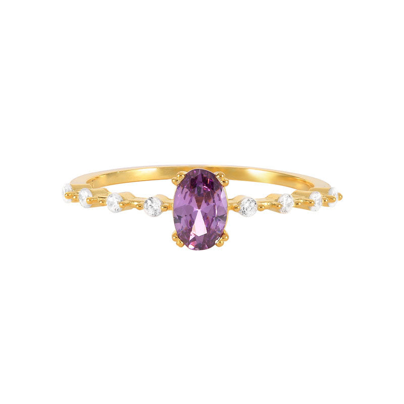 Purple Oval Ring – 925 Sterling Silver, Gold Plated - Photo 13 | Pinky Promise