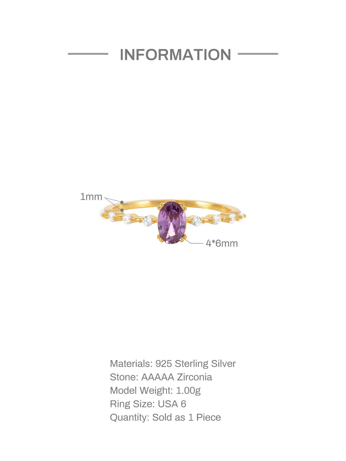 Buy Purple Oval Ring – 925 Sterling Silver, Gold Plated - Rings at Presentopia - View 7