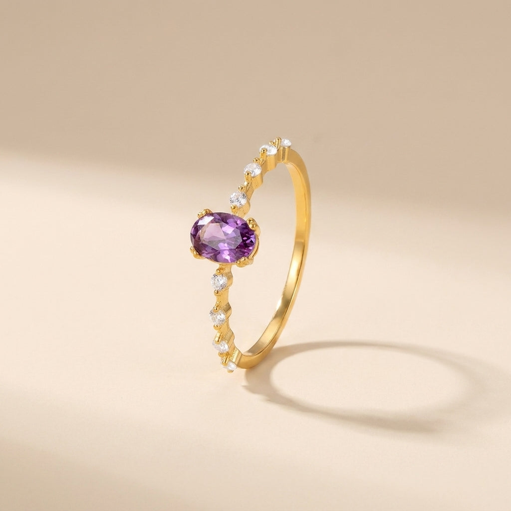 Buy Purple Oval Ring – 925 Sterling Silver, Gold Plated at Pinky Promise
