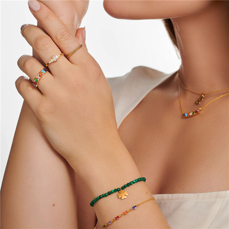 Rainbow Baguette Zigzag Ring - Gold Plated 925 Sterling Silver - Photo 6 | Pinky Promise
