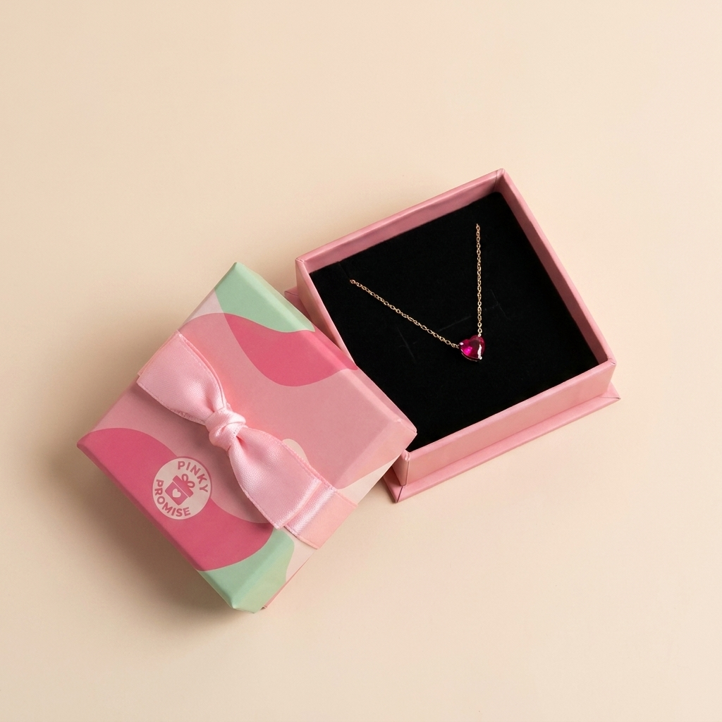 Red Heart Solitaire Necklace - Gold Plated 925 Sterling Silver | Pinky Promise