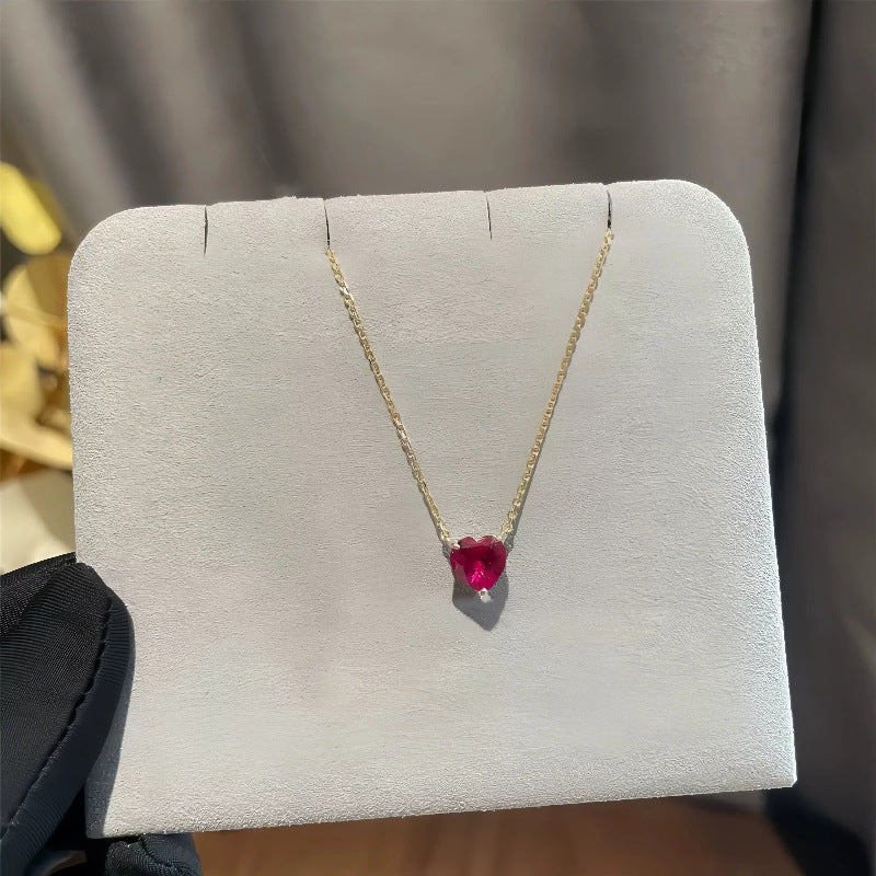 Buy Red Heart Solitaire Necklace - Gold Plated 925 Sterling Silver - Necklaces at Presentopia - View 2