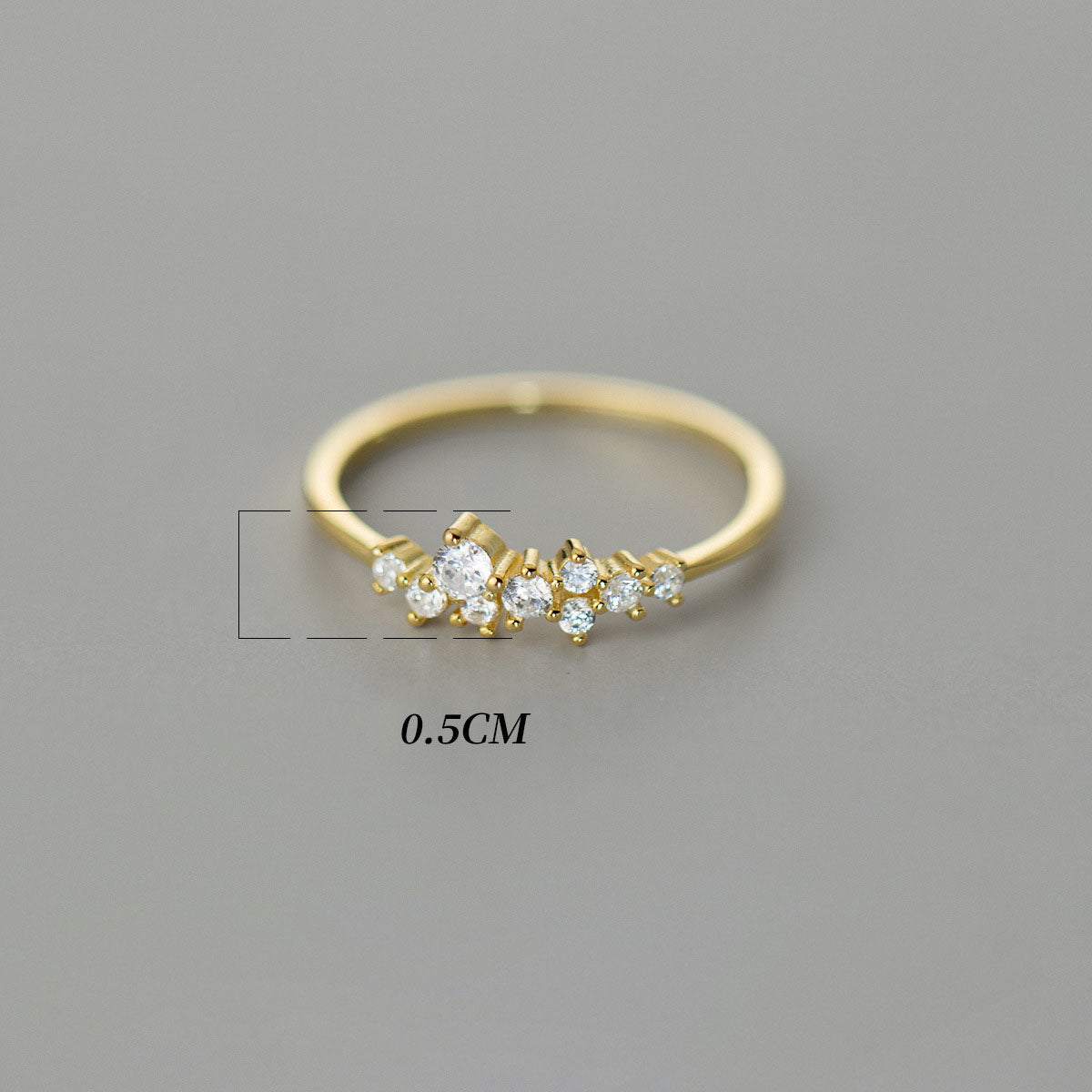 Scattered Crystal Cluster Ring – 925 Sterling Silver, Gold Plated - Photo 5 | Pinky Promise