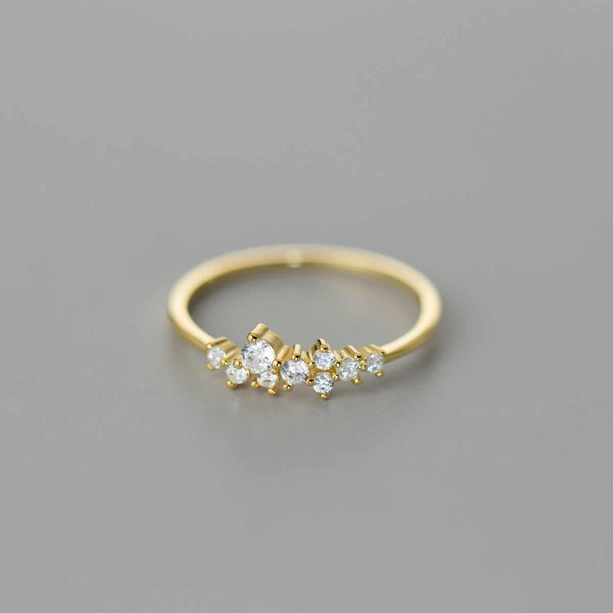 Scattered Crystal Cluster Ring – 925 Sterling Silver, Gold Plated - Photo 6 | Pinky Promise