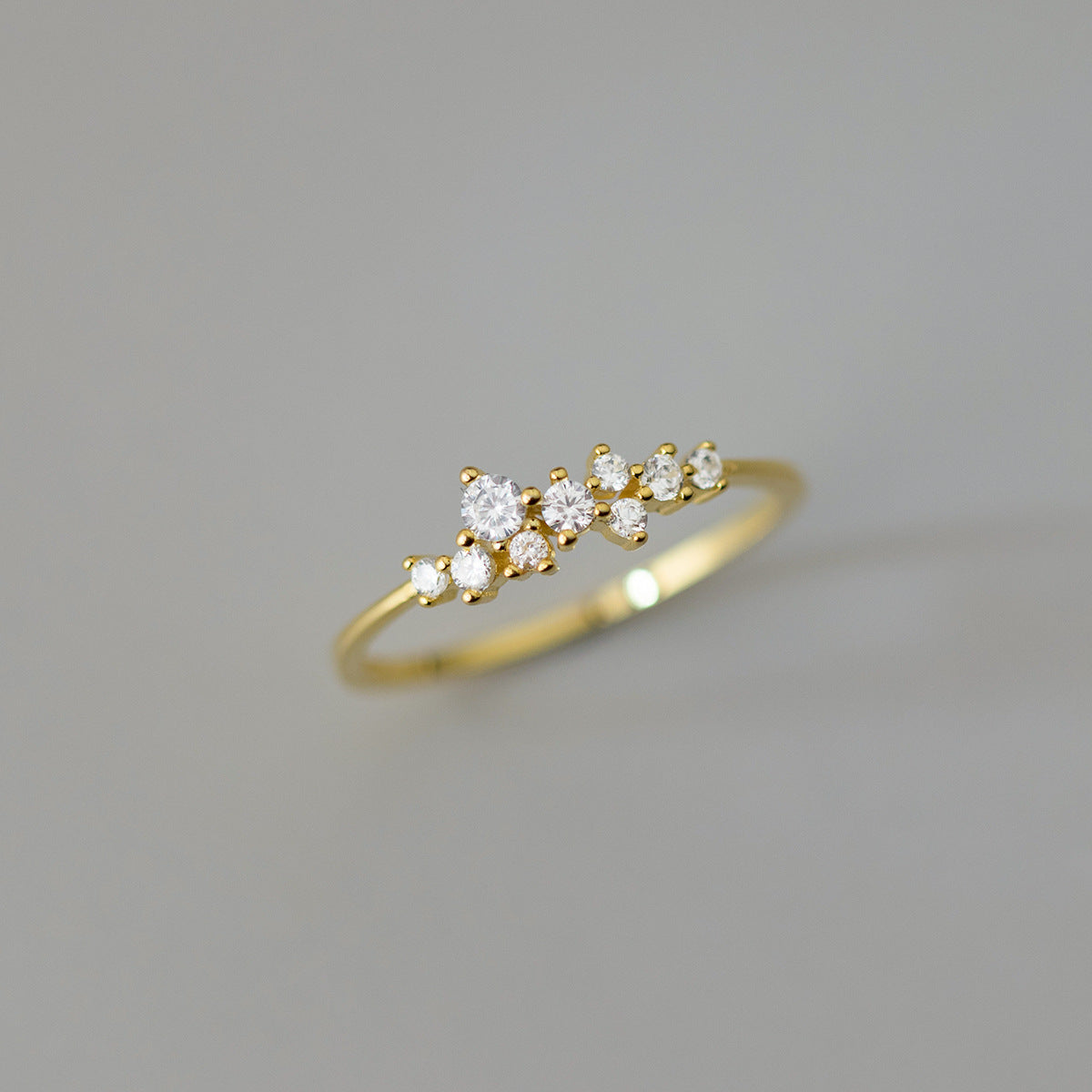 Scattered Crystal Cluster Ring – 925 Sterling Silver, Gold Plated - Photo 7 | Pinky Promise