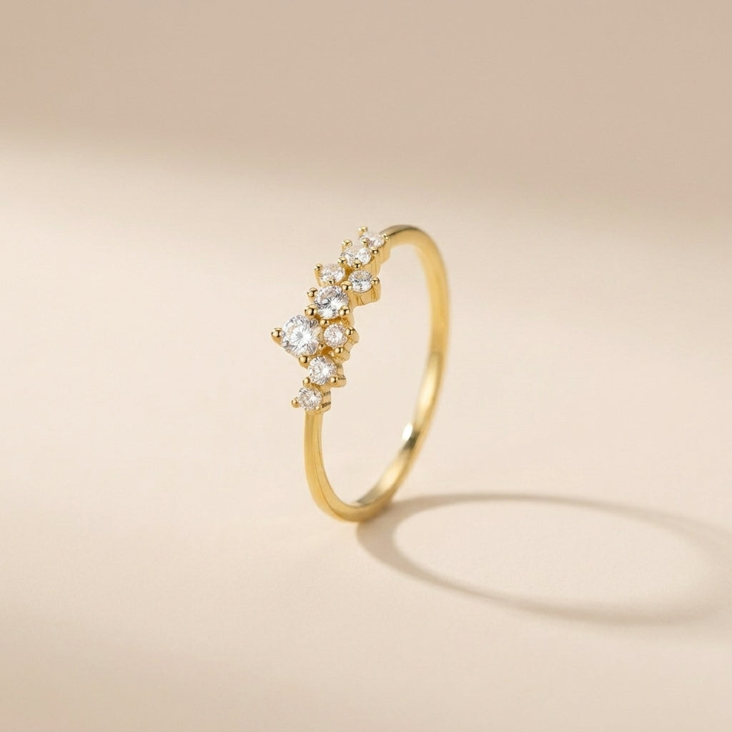 Buy Scattered Crystal Cluster Ring – 925 Sterling Silver, Gold Plated at Pinky Promise