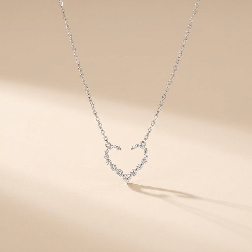 Buy Sparkling Open Heart Necklace - 925 Sterling Silver at Pinky Promise