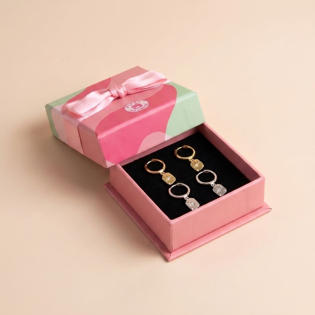 Starburst Charm Earrings - 925 Sterling Silver - Close Up | Pinky Promise