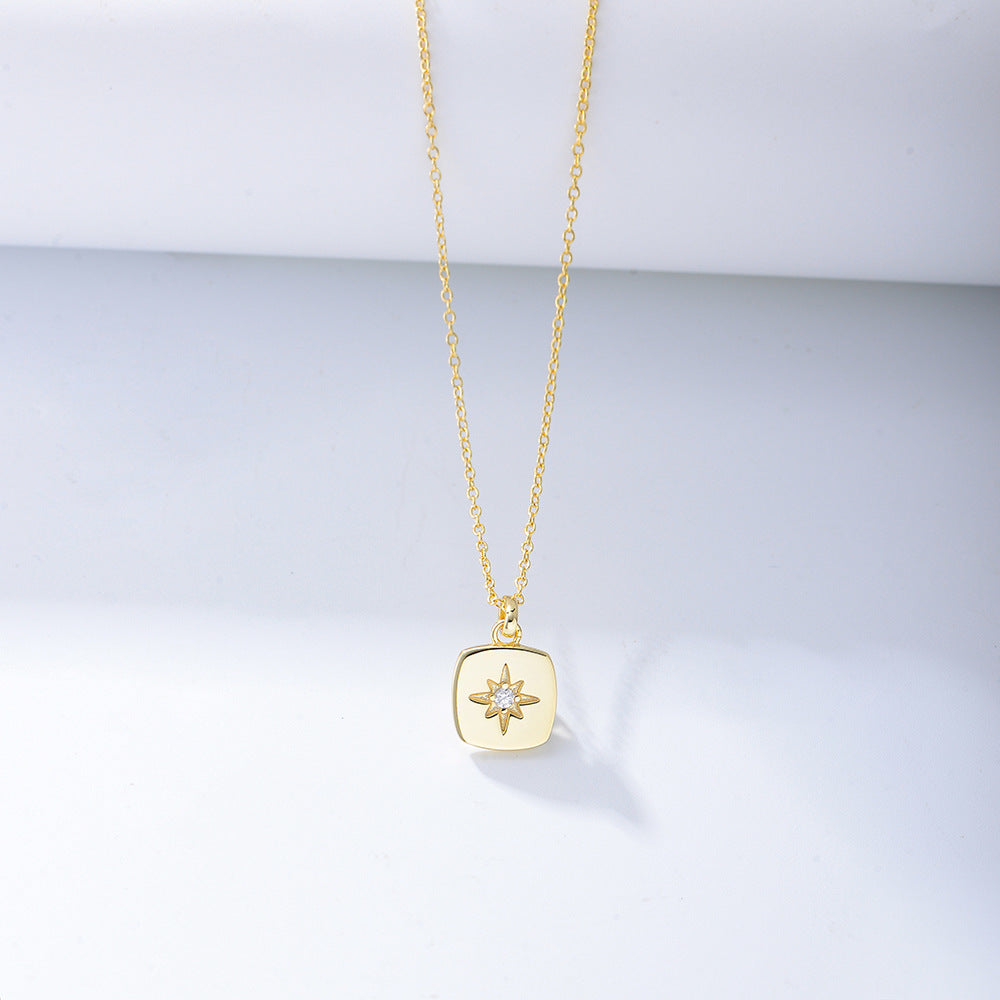 Buy Starburst Compass Pendant Necklace - Gold Plated 925 Sterling Silver - Necklaces at Presentopia - View 12