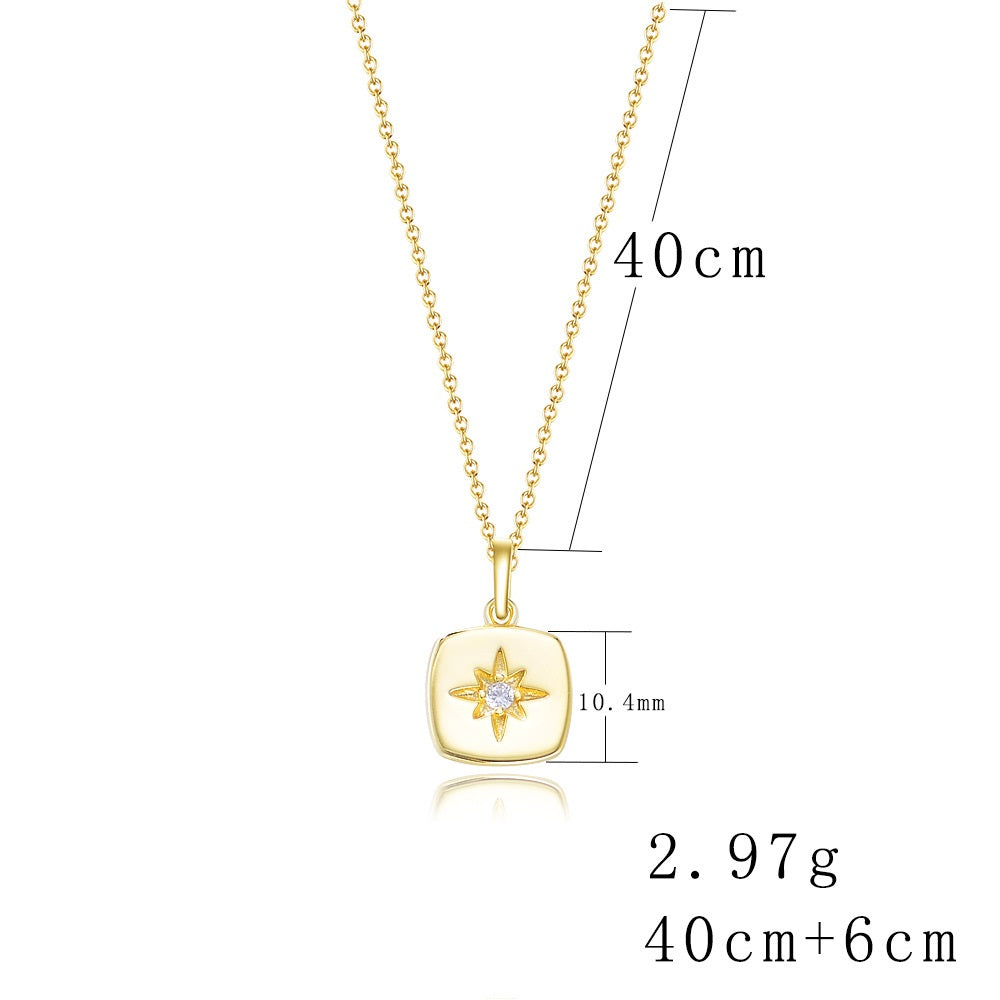Buy Starburst Compass Pendant Necklace - Gold Plated 925 Sterling Silver - Necklaces at Presentopia - View 4