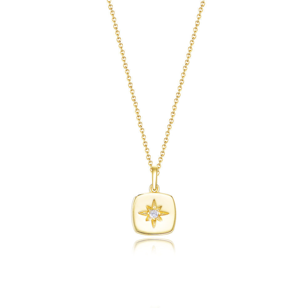 Buy Starburst Compass Pendant Necklace - Gold Plated 925 Sterling Silver - Necklaces at Presentopia - View 6