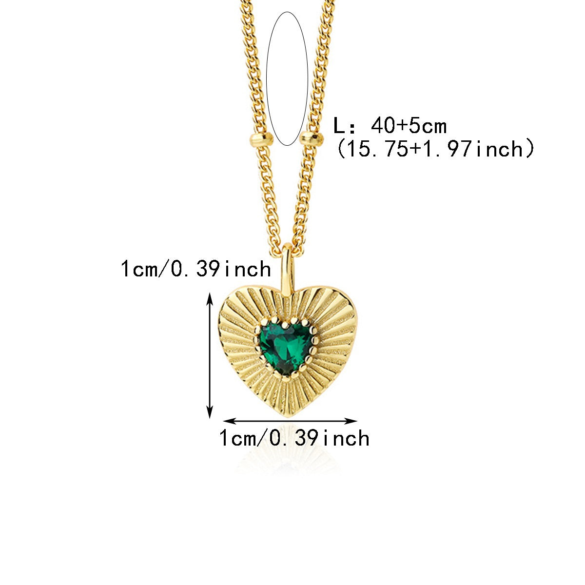 Sunburst Emerald Heart Pendant Necklace - Gold Plated 925 Sterling Silver - Photo 6 | Pinky Promise