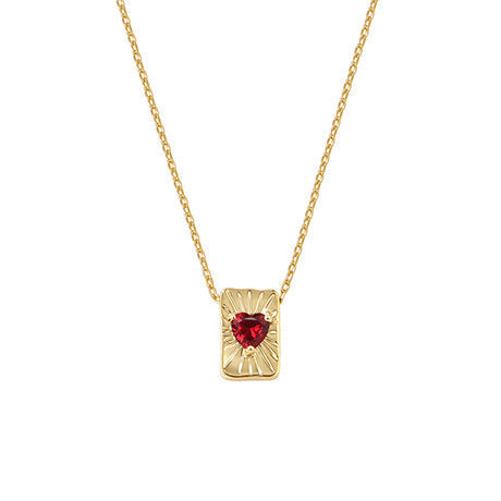 Sunburst Heart Tag Necklace - Gold Plated 925 Sterling Silver - Photo 7 | Pinky Promise