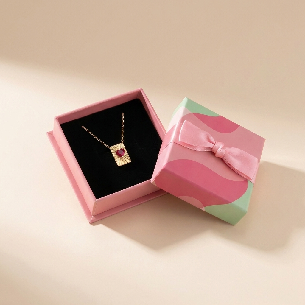 Sunburst Heart Tag Necklace - Gold Plated 925 Sterling Silver - Photo 8 | Pinky Promise