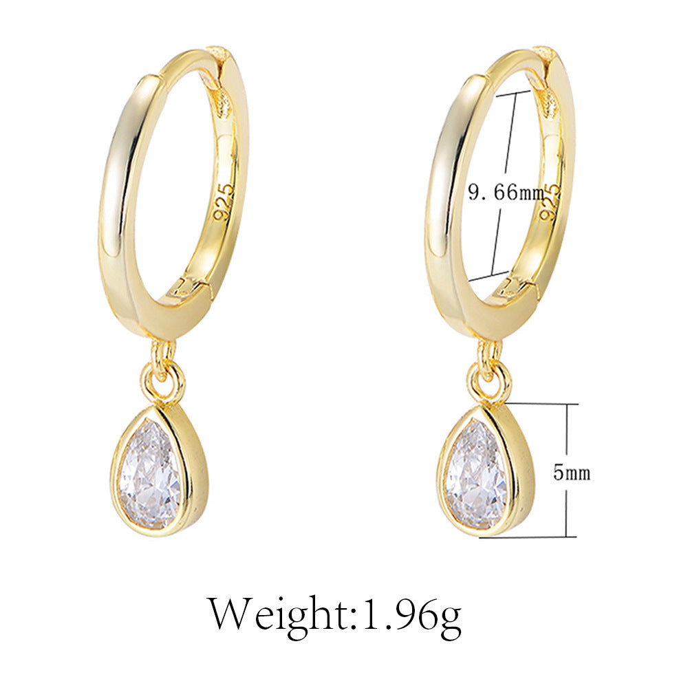 Teardrop Zircon Hoop Earrings - 925 Sterling Silver - Photo 7 | Pinky Promise