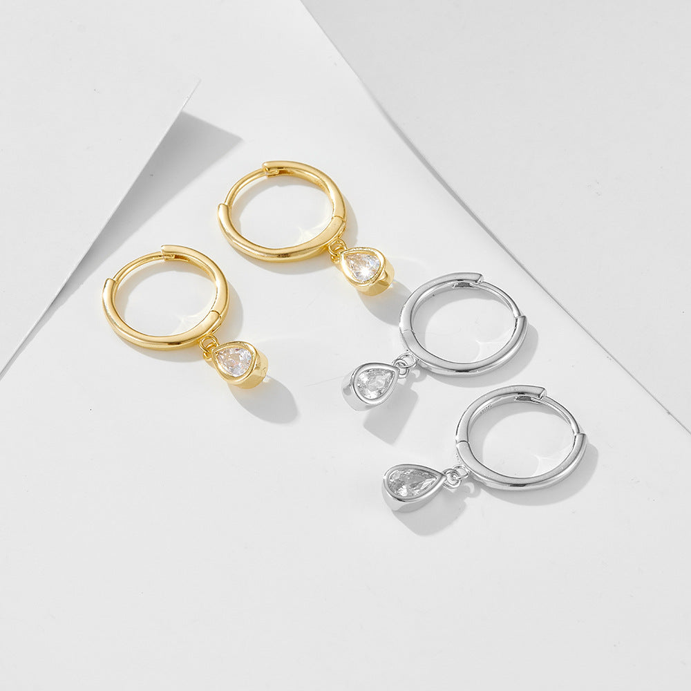 Teardrop Zircon Hoop Earrings - 925 Sterling Silver - Photo 8 | Pinky Promise
