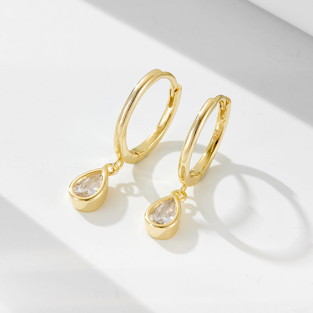 Teardrop Zircon Hoop Earrings - 925 Sterling Silver - Photo 9 | Pinky Promise