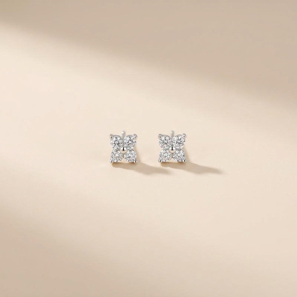Buy Tiny Flower Cluster Stud Earrings - 925 Sterling Silver - Earrings at Presentopia
