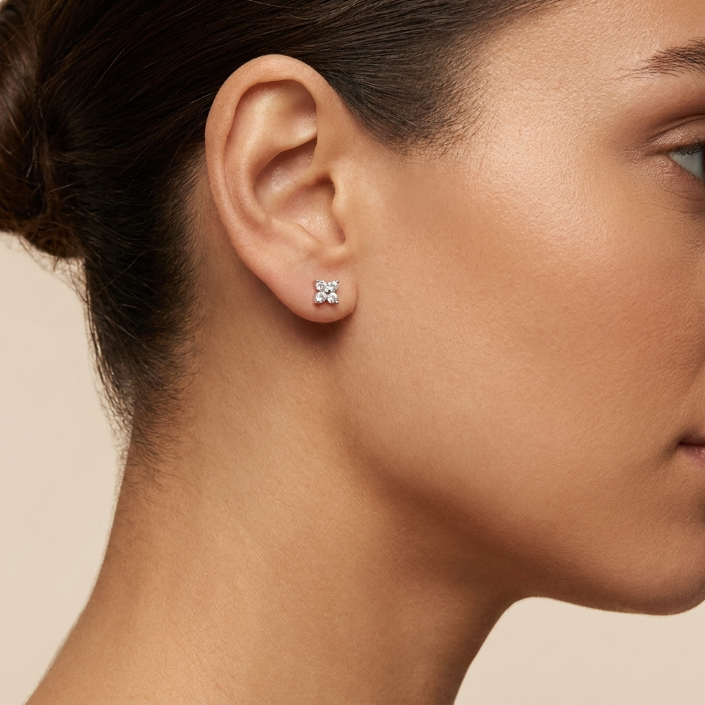 Tiny Flower Cluster Stud Earrings - 925 Sterling Silver | Pinky Promise