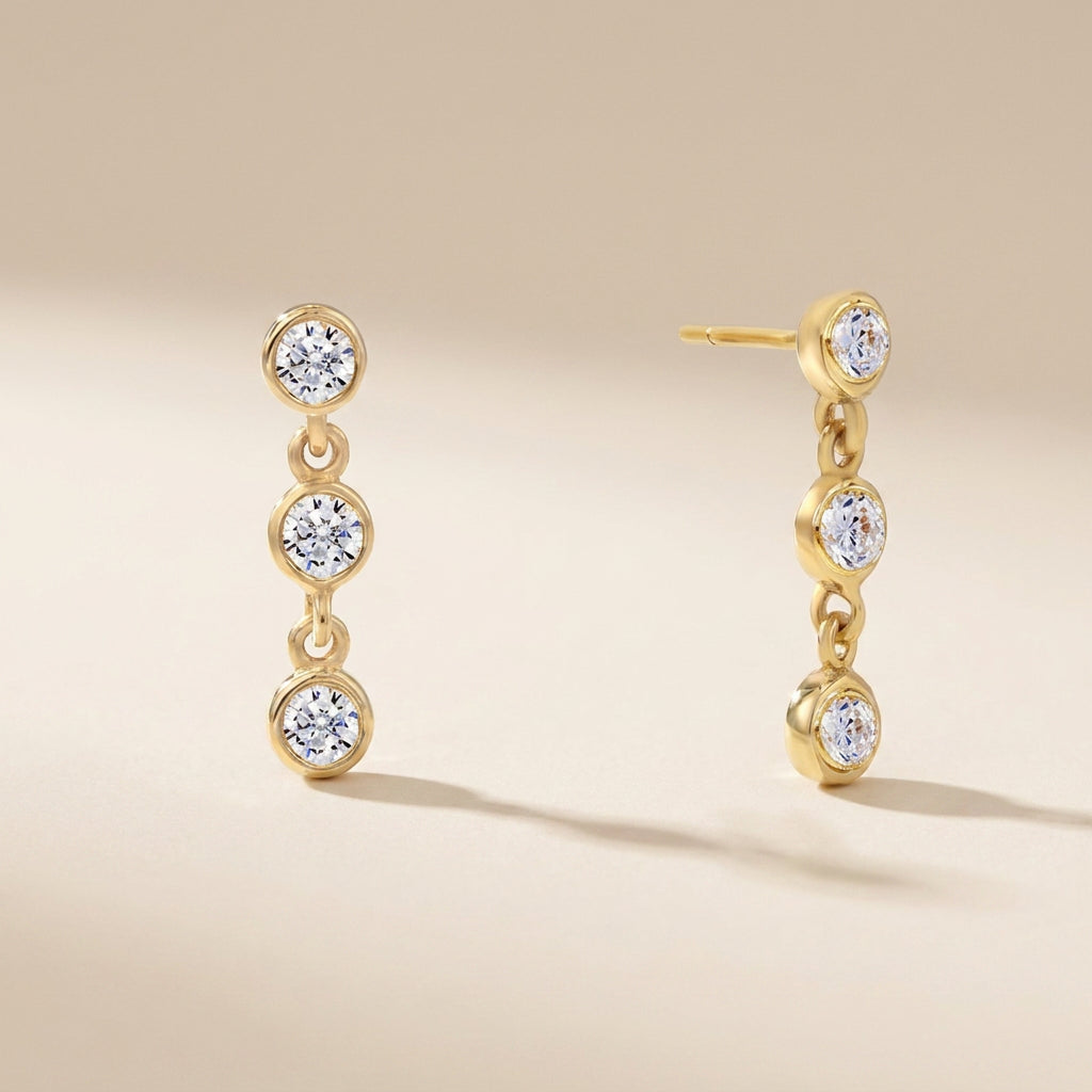 Buy Trio Bezel Drop Earrings - 925 Sterling Silver at Pinky Promise