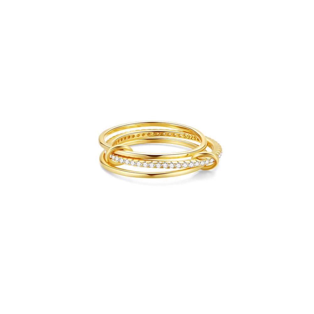 Triple Band Pavé Ring – 925 Sterling Silver, Gold Plated - Photo 5 | Pinky Promise