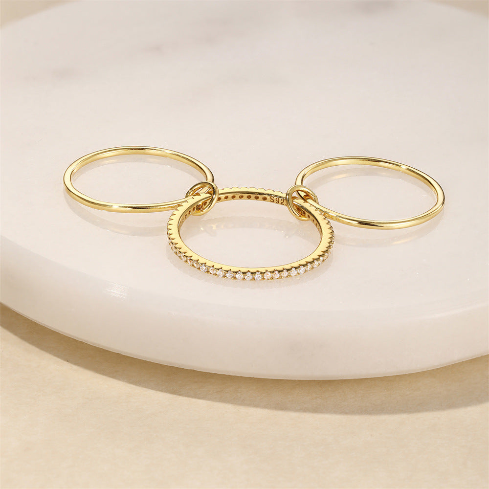 Triple Band Pavé Ring – 925 Sterling Silver, Gold Plated - Photo 6 | Pinky Promise