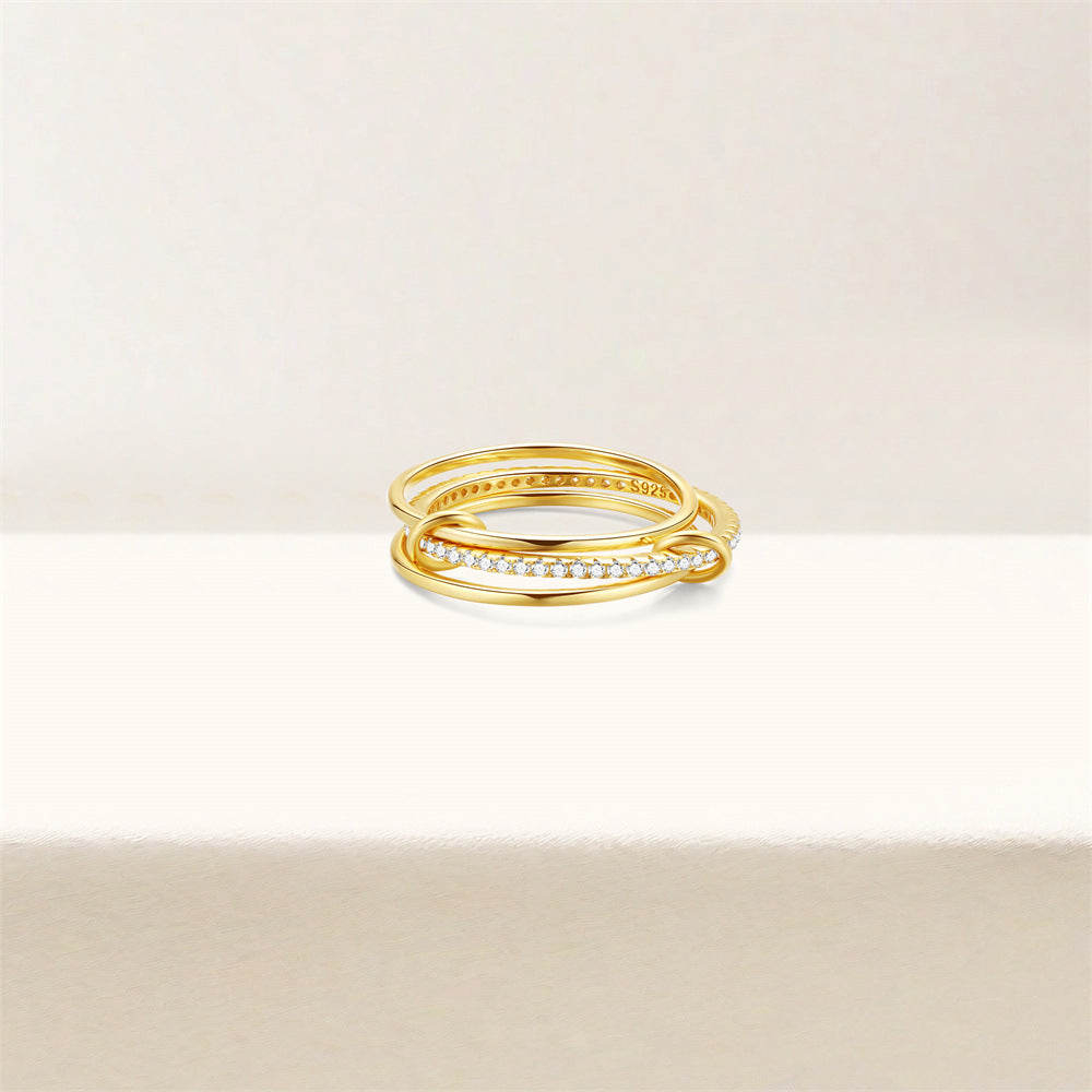Triple Band Pavé Ring – 925 Sterling Silver, Gold Plated - Photo 7 | Pinky Promise