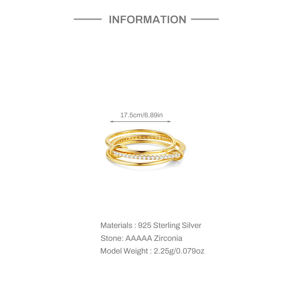 Triple Band Pavé Ring – 925 Sterling Silver, Gold Plated - Photo 8 | Pinky Promise