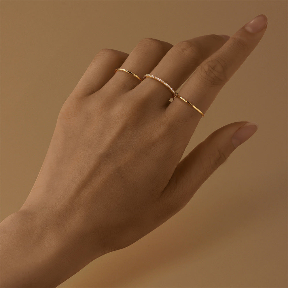 Triple Band Pavé Ring – 925 Sterling Silver, Gold Plated - Photo 9 | Pinky Promise