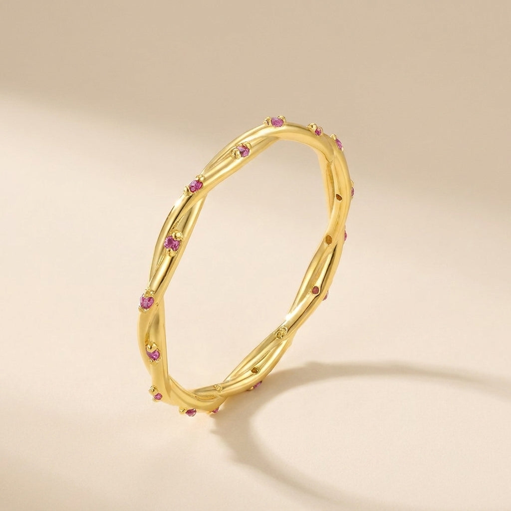 Buy Twisted Vine Pink Stone Ring – 925 Sterling Silver, Gold Plated at Pinky Promise